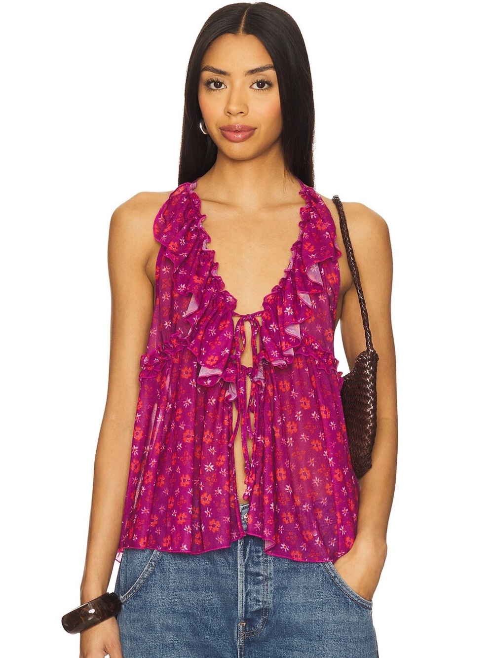 Free People Fearless Knit Tank in Dragonfruit size Medium NWT